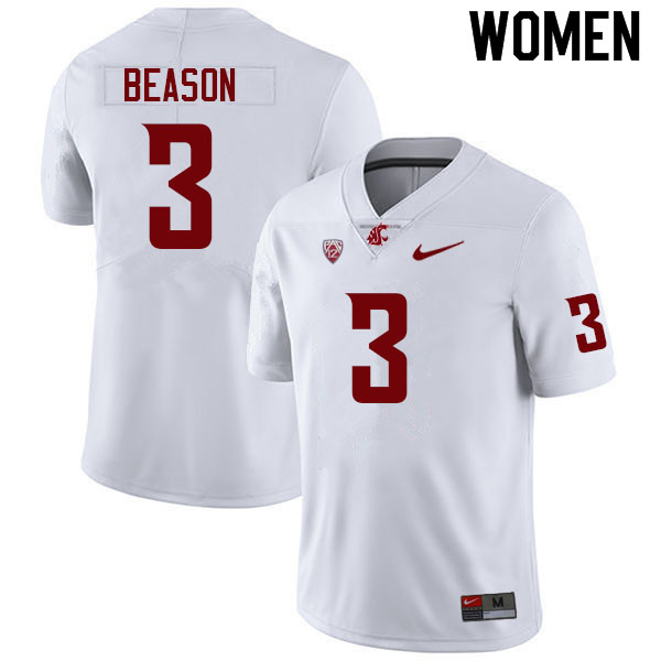 Women #3 Zeriah Beason Washington State Cougars College Football Jerseys Sale-White - Click Image to Close